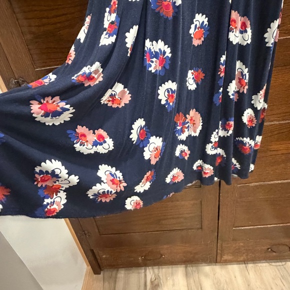 Boden 14 Navy blue Floral Midi Dress belt full skirt flowers lined short sleeve - Picture 8 of 14